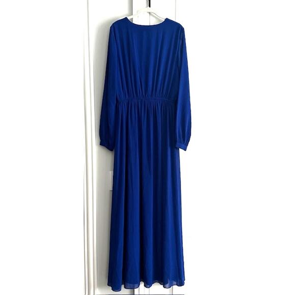 Lulus Water Lilies Royal Blue Maxi Dress XL Long Sleeve - Picture 7 of 11